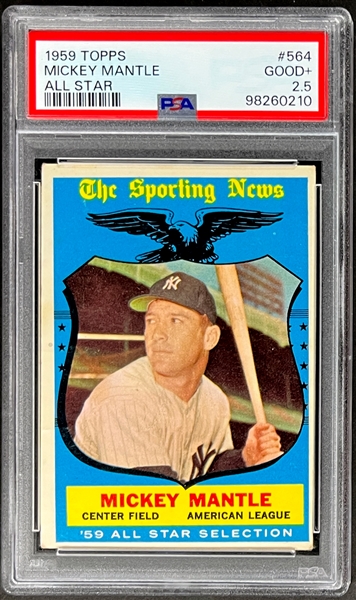 1959 Topps #564 Mickey Mantle All Star - PSA GD+ 2.5