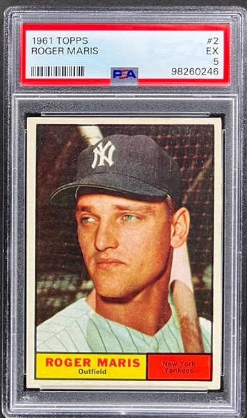 1961 Topps #2 Roger Maris - PSA EX 5