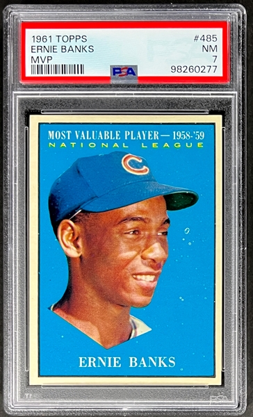 1961 Topps #485 Ernie Banks MVP - PSA NM 7 