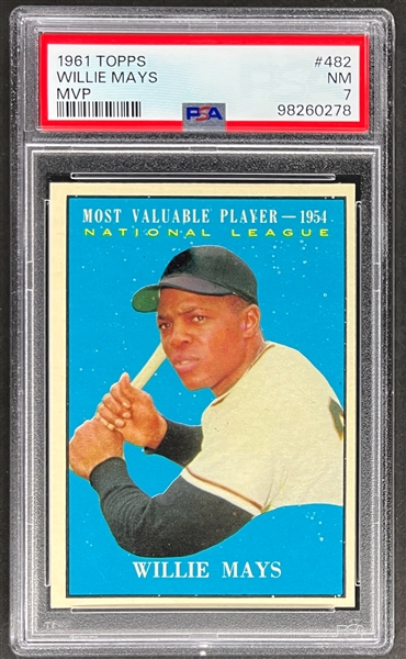 1961 Topps #482 Willie Mays MVP - PSA NM 7