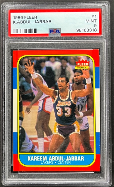 1986 Fleer Basketball #1 Kareem Abdul-Jabbar - PSA MINT 9