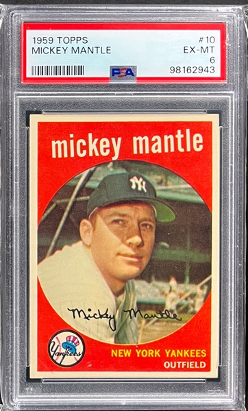 1959 Topps #10 Mickey Mantle - PSA EX-MT 6