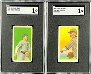 1909-11 T206 "Polar Bear" SGC Graded Pair (2) - Stanage and Pfeister, Throwing