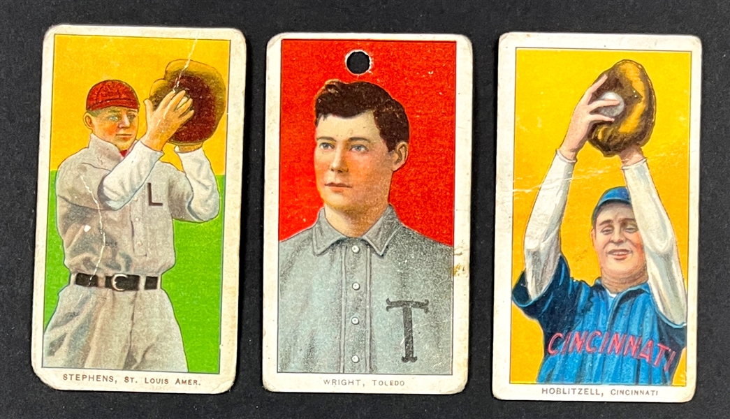 1909-11 T206 Sovereign 350 Trio (3) Incl. Stephens, Wright and Hoblitzell