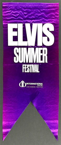 1970 Elvis Presley Las Vegas International Hotel “Elvis Summer Festival” Purple Satin Banner - High Grade Example