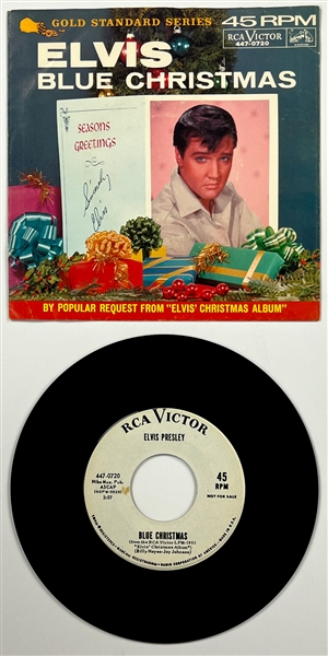 1965-66 Elvis Presley RCA Christmas White Label NOT FOR SALE 45 RPM Singles with Picture Sleeves (3 Diff.)