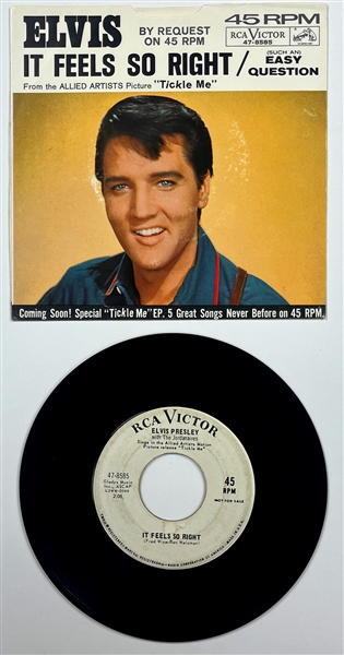 1965 Elvis Presley RCA Victor White Label “Not For Sale” 45 RPM Single “(Such an) Easy Question” / “It Feels So Right” with Picture Sleeve - <em>Tickle Me</em>