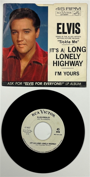 1965 Elvis Presley RCA Victor White Label “Not For Sale” 45 RPM Single “(Its A) Long Lonely Highway” / “Im Yours” with Picture Sleeve - <em>Tickle Me</em> (47-8657)