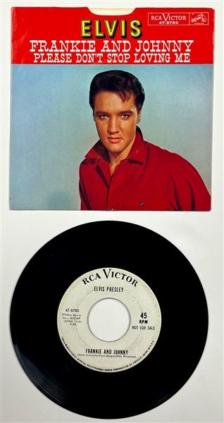 1966 Elvis Presley RCA Victor White Label “NOT FOR SALE” 45 RPM Single “Frankie and Johnny” / “Please Don’t Stop Loving Me” with Picture Sleeve (47-8780)