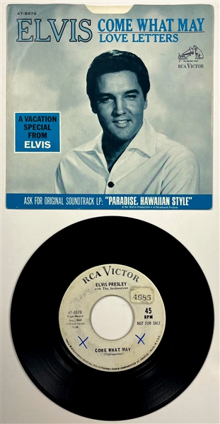 1966 Elvis Presley RCA Victor White Label  “Not For Sale” 45 RPM Single “Love Letters" / "Come What May” with Picture Sleeve (47-8870) - <em>Paradise, Hawaiian Style</em>