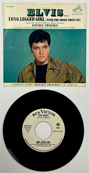 1967 Elvis Presley RCA Victor White Label “Not For Sale” 45 RPM Single "Long Legged Girl (With the Short Dress On)” / “Thats Someone You Never Forget” - <em>Double Trouble</em>