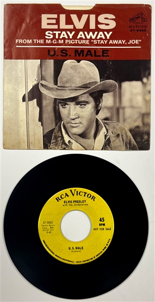 1968 Elvis Presley RCA Victor Yellow Label “Not For Sale” 45 RPM Single "Stay Away” / “U.S. Male” - <em>Stay Away, Joe</em> - with Picture Sleeve