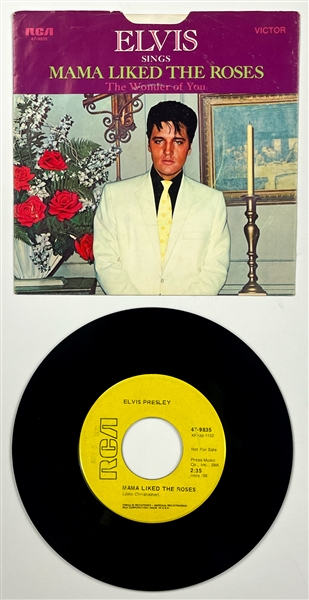 1970 Elvis Presley RCA Victor Yellow Label “Not For Sale” 45 RPM Single "The Wonder of You" / "Mama Liked the Roses" with Picture Sleeve (47-9835)