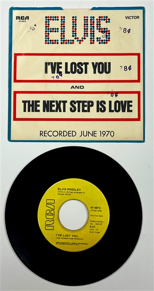 1970 Elvis Presley RCA Victor Yellow Label  “Not For Sale” 45 RPM Single “Ive Lost You" / "The Next Step Is Love” with Picture Sleeve (47-9873) - <em>Worldwide 50 Gold Award Hits Vol. 1</em>