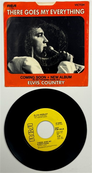 1970 Elvis Presley RCA Victor Yellow Label  “Not For Sale” 45 RPM Single “I Really Dont Want To Know" / "There Goes My Everything” with Picture Sleeve (47-9960) 