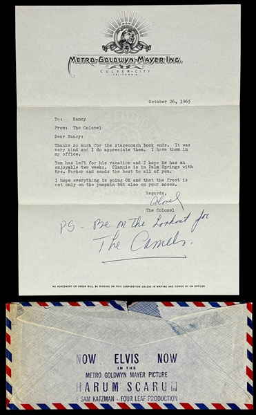 1965 Colonel Tom Parker Signed Letter on MGM Letterhead in Original Envelope with <em>Harum Scarum</em> Promotion (Beckett Authentic)