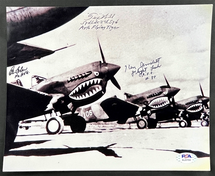 World War II AVG Flying Tigers Signed 8x10 Photograph - Signed by 3 Squadron Members (PSA/DNA)