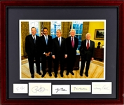 Five Living Presidents Signed Display - Barack Obama, George H.W. Bush, George W. Bush, Bill Clinton & Jimmy Carter (PSA/DNA)