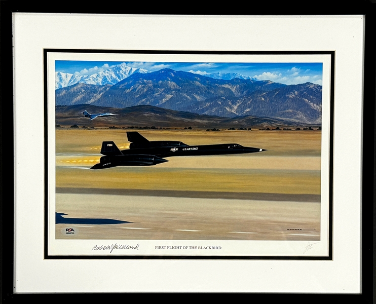 Robert Gilliland Signed "First Fight of the Blackbird" Stan Stokes Aviation Artwork  in Framed Display (PSA/DNA)