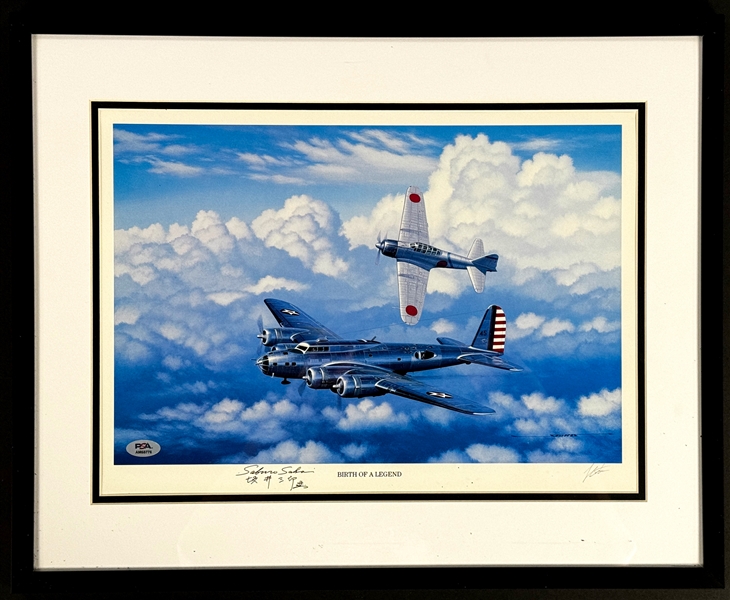 Saburo Sakai Signed "Birth of a Legend" Stan Stokes Aviation Artwork in Framed Display (PSA/DNA)