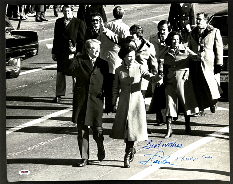 President Jimmy Carter & First Lady Rosalynn Carter Signed 16x20 Inauguation Day Photo (PSA/DNA)