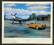 Henry Brown Signed "Vintage Mustangs" 26 x 22 Stan Stokes Aviation Artwork (AI Certified)