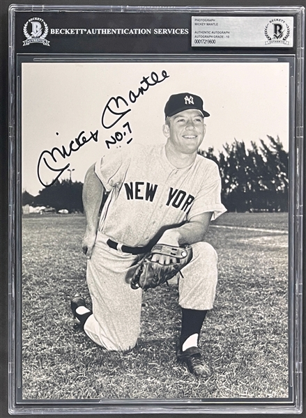 Mickey Mantle Signed 8x10 Photo (Encapsulated GEM MINT 10 Beckett Authentic)