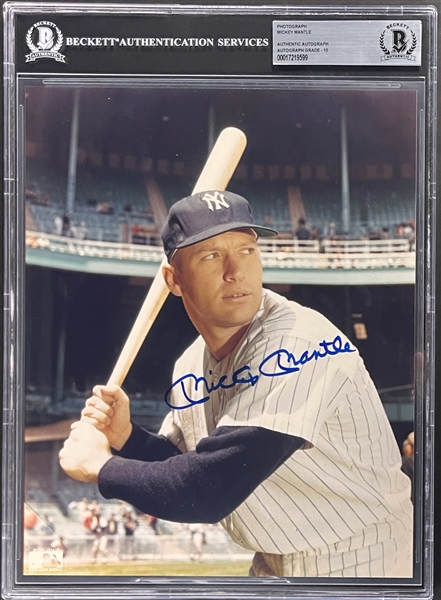 Mickey Mantle Signed 8x10 Photo (Encapsulated GEM MINT 10 Beckett Authentic)