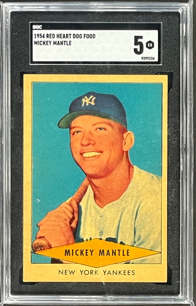 1954 Red Heart Mickey Mantle - SGC EX 5