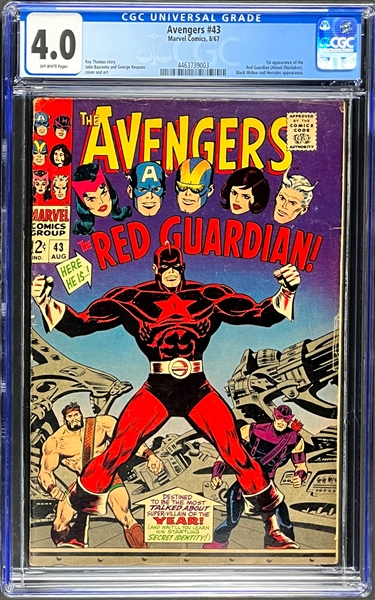 The Avengers #43 (Marvel, 1967) CGC VG 4.0 - Red Guardian Cover