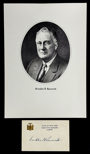 President Franklin D. Roosevelt Signed Executive Mansion Card - As New York Governer (Beckett Authentic)