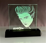 RARE 1984 "Elvis 50th" RCA Record Store Light Up Etched Glass Display from Joan Deary - Promoting <em>A Golden Celebration</em>