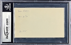 Swede Risberg Signed Index Card - GEM MINT 10 Signature (Encapsulated Beckett Authentic)