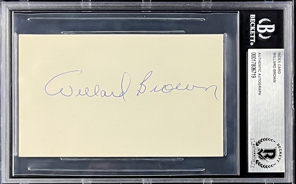 Willard Brown Signed Index Card   (Encapsulated Beckett Authentic)