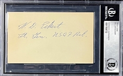 William Eckert Signed Index Card  (Encapsulated Beckett Authentic)