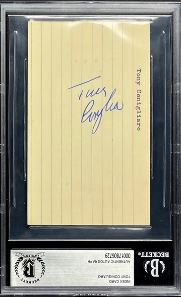 Tony Conigliaro Signed Index Card  (Encapsulated Beckett Authentic)