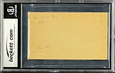 Dummy Hoy Signed Index Card - MINT 9 Signature (Encapsulated Beckett Authentic)
