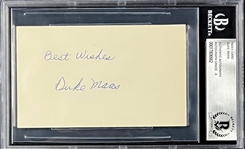 Duke Maas Signed Index Card - MINT 9 Signature (Encapsulated Beckett Authentic)