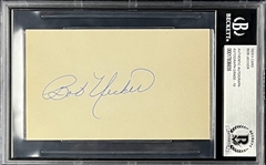 Bob Uecker Signed Index Card - GEM MINT 10 Signature (Encapsulated Beckett Authentic)