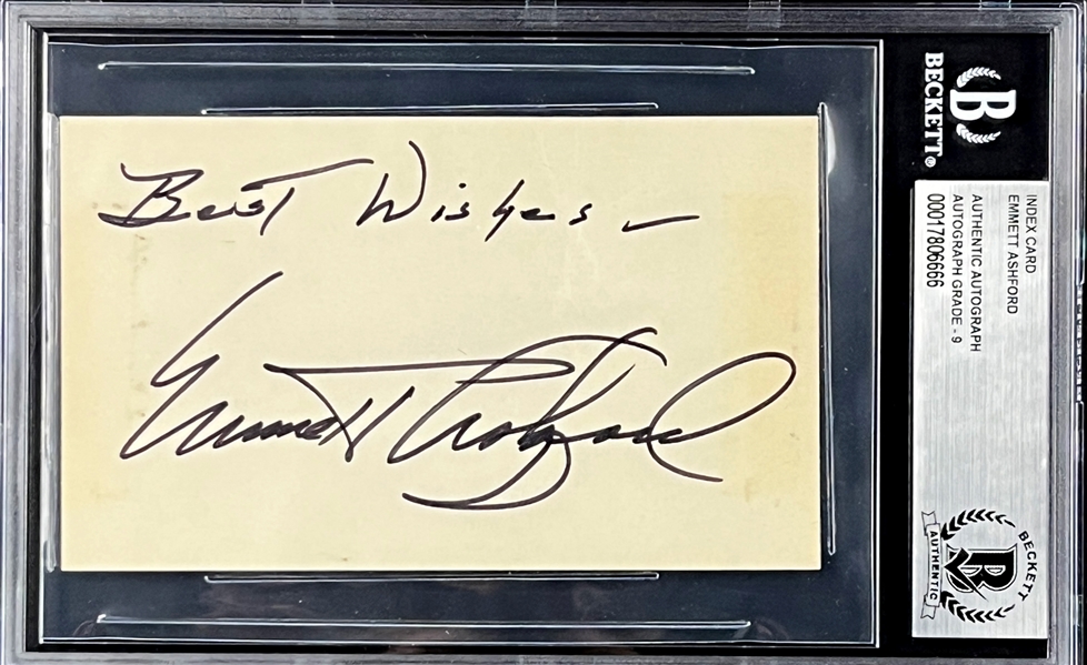 Emmett Ashford Signed Index Card - MINT 9 Signature (Encapsulated Beckett Authentic)