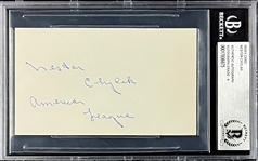 Nestor Chylak Signed Index Card - MINT 9 Signature (Encapsulated Beckett Authentic)