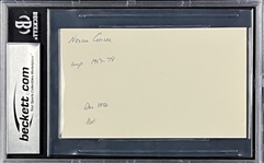 Nestor Chylak Signed Index Card - MINT 9 Signature (Encapsulated Beckett Authentic)