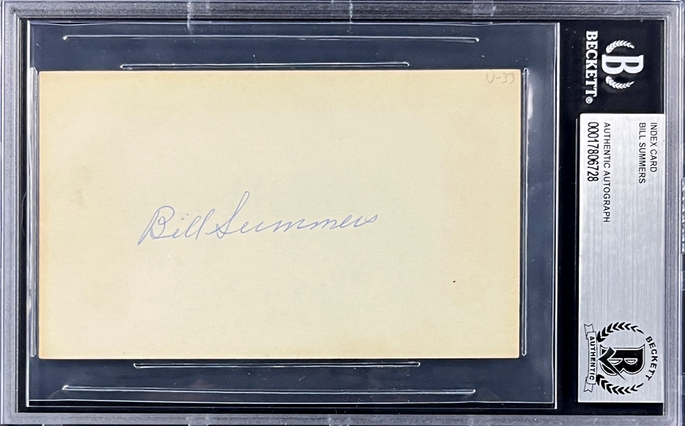 Bill Summers Signed Index Card (Encapsulated Beckett Authentic)