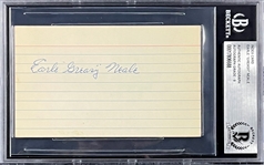 Greasy Neale Signed Index Card - MINT 9 Signature (Encapsulated Beckett Authentic)