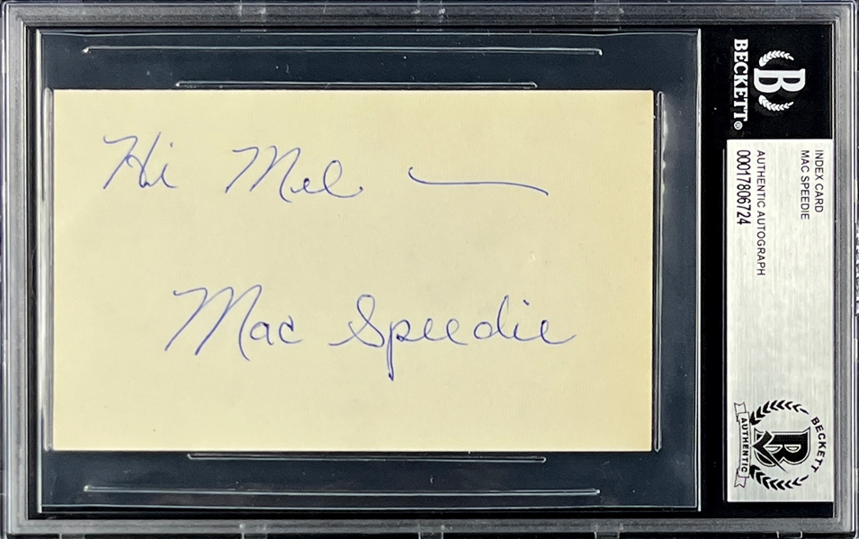 Mac Speedie Signed Index Card (Encapsulated Beckett Authentic)