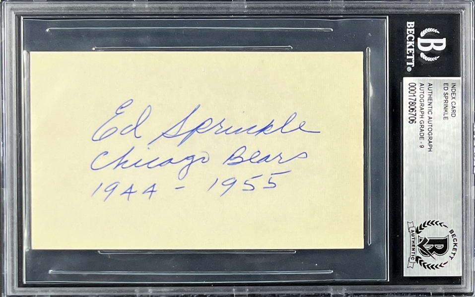 Ed Sprinkle Signed Index Card - MINT 9 Signature (Encapsulated Beckett Authentic)