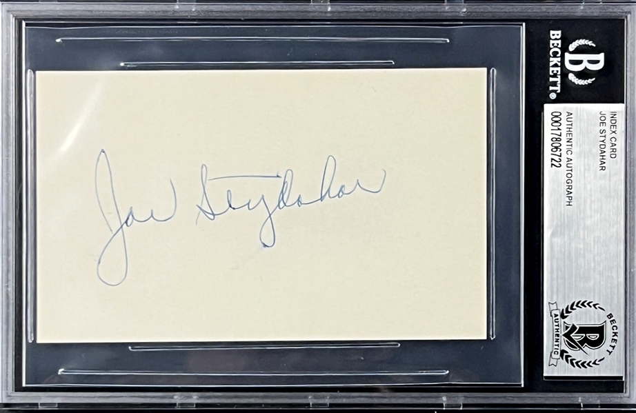 Joe Stydahar Signed Index Card (Encapsulated Beckett Authentic)
