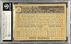 Monte Irvin Signed 1952 Topps #26 (Black Back) (Encapsulated Beckett Authentic)
