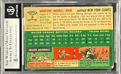 Monte Irvin Signed 1954 Topps #3 Monte Irvin (Encapsulated Beckett Authentic)