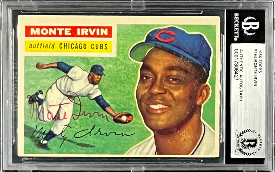 Monte Irvin Signed 1956 Topps #194 Monte Irvin (Encapsulated Beckett Authentic)